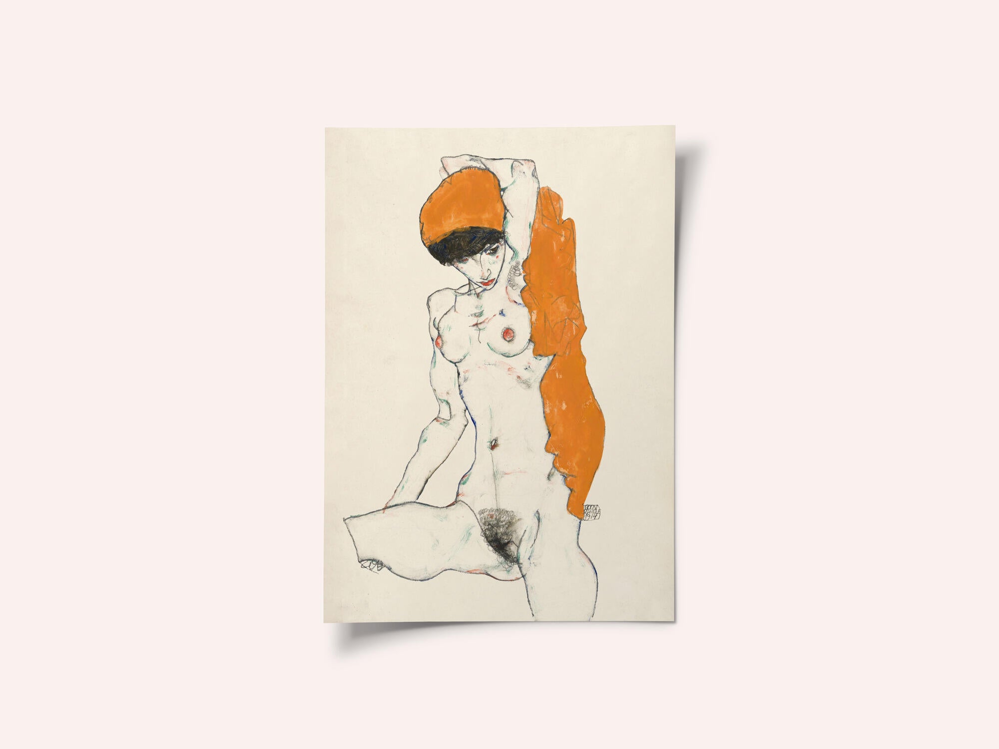 Standing Nude With Orange Drapery 1914