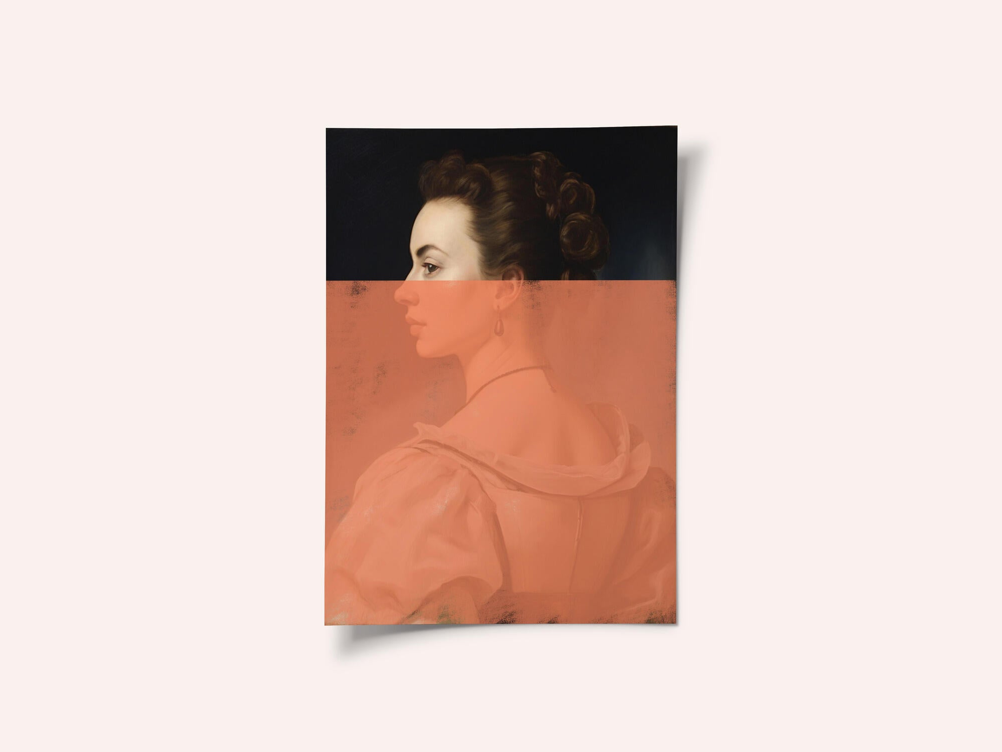 Altered Portrait of Woman Orange Modern Art