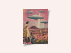 Desert Landscape With UFOs Hovering