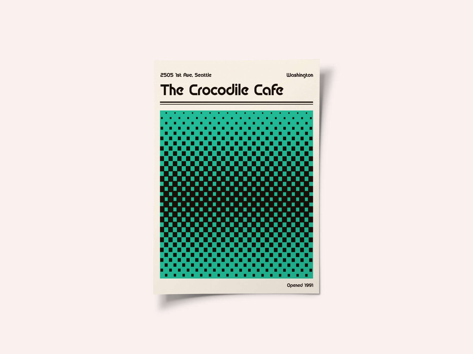 Crocodile Cafe Retro Poster