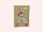 Vintage Drawing of a Baseball Player Holding a Bat