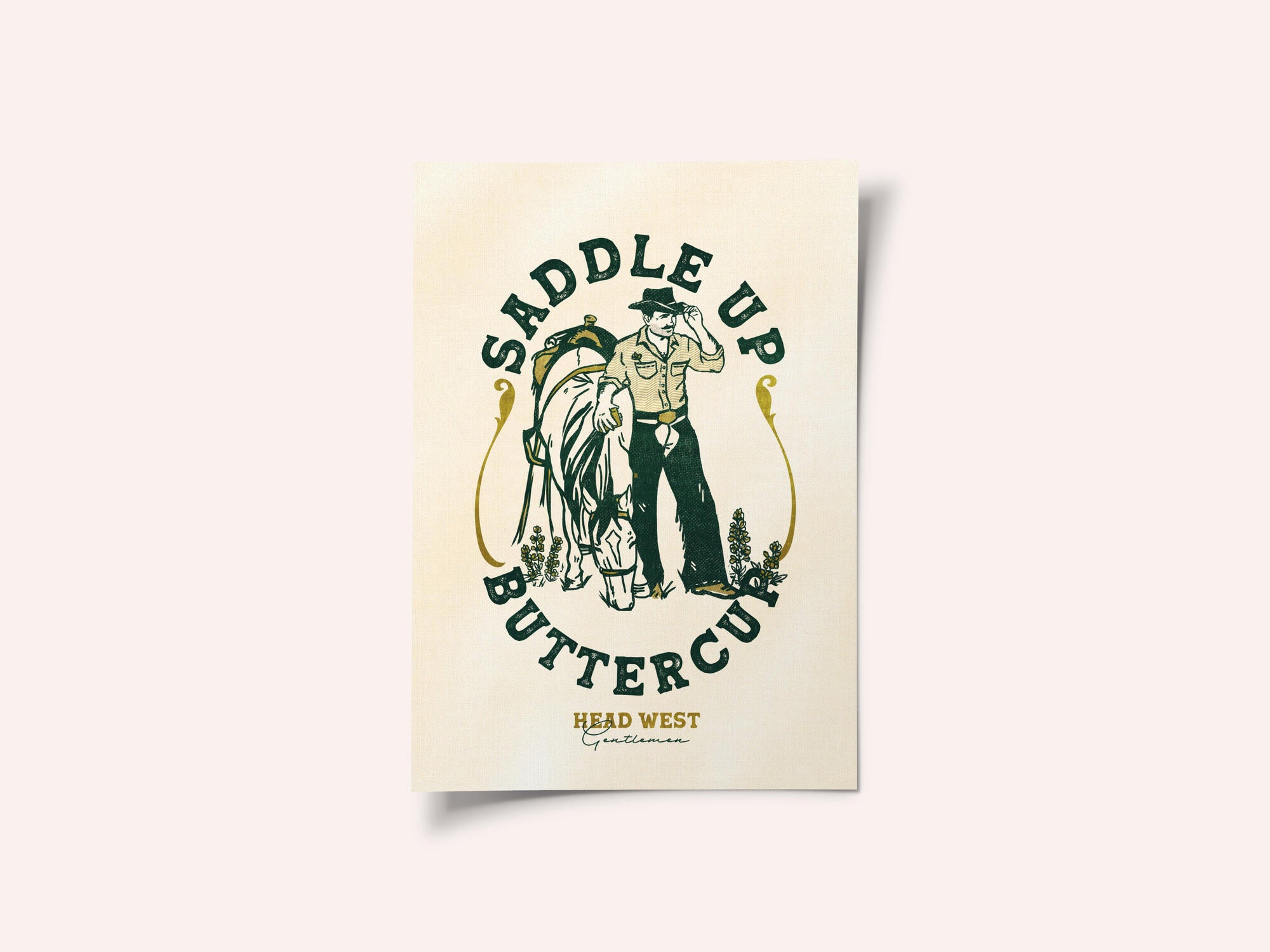 Saddle Up Buttercup Cowboy &amp; Horse Art Print