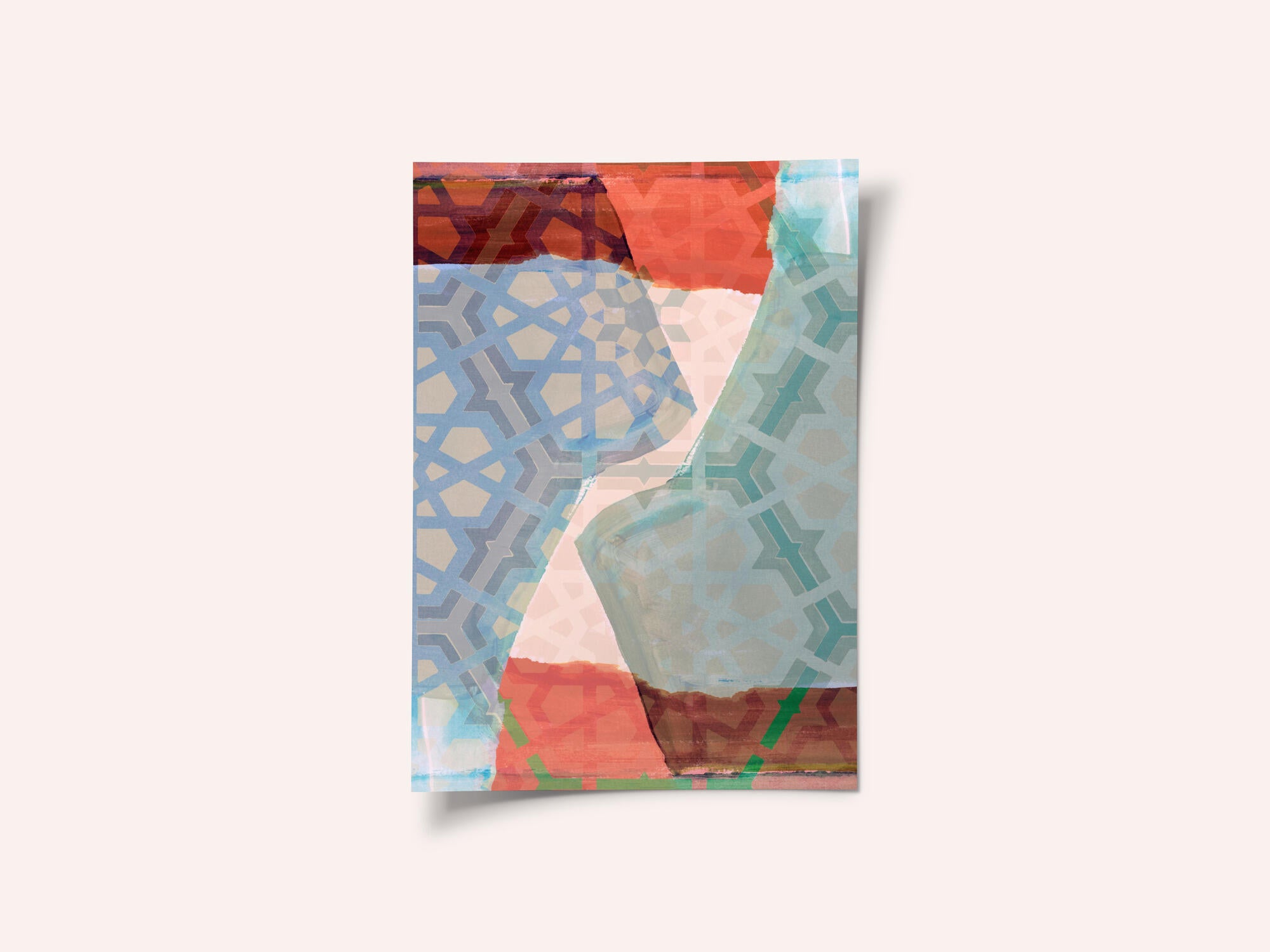 Overlapping Geometric Patterns in Soft Hues