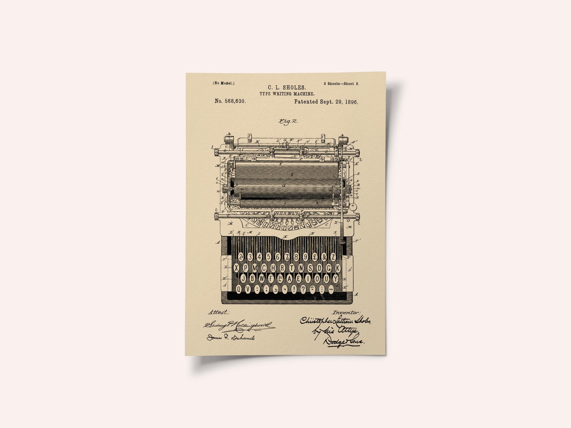 Typewriter Patent 1896
