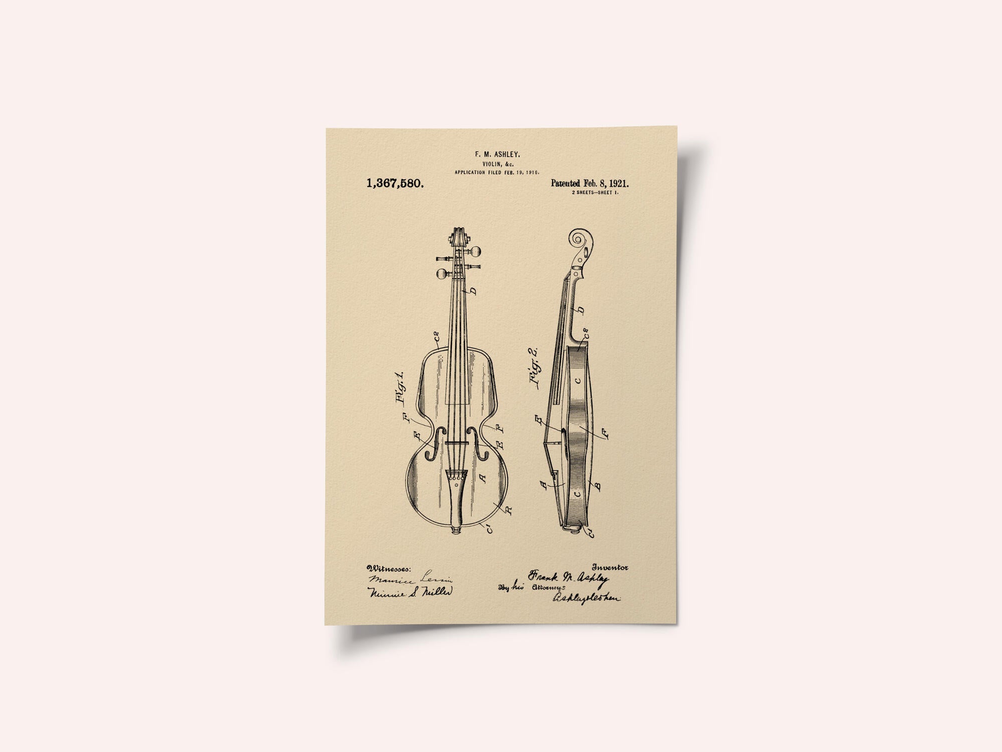 Violin Patent 1921