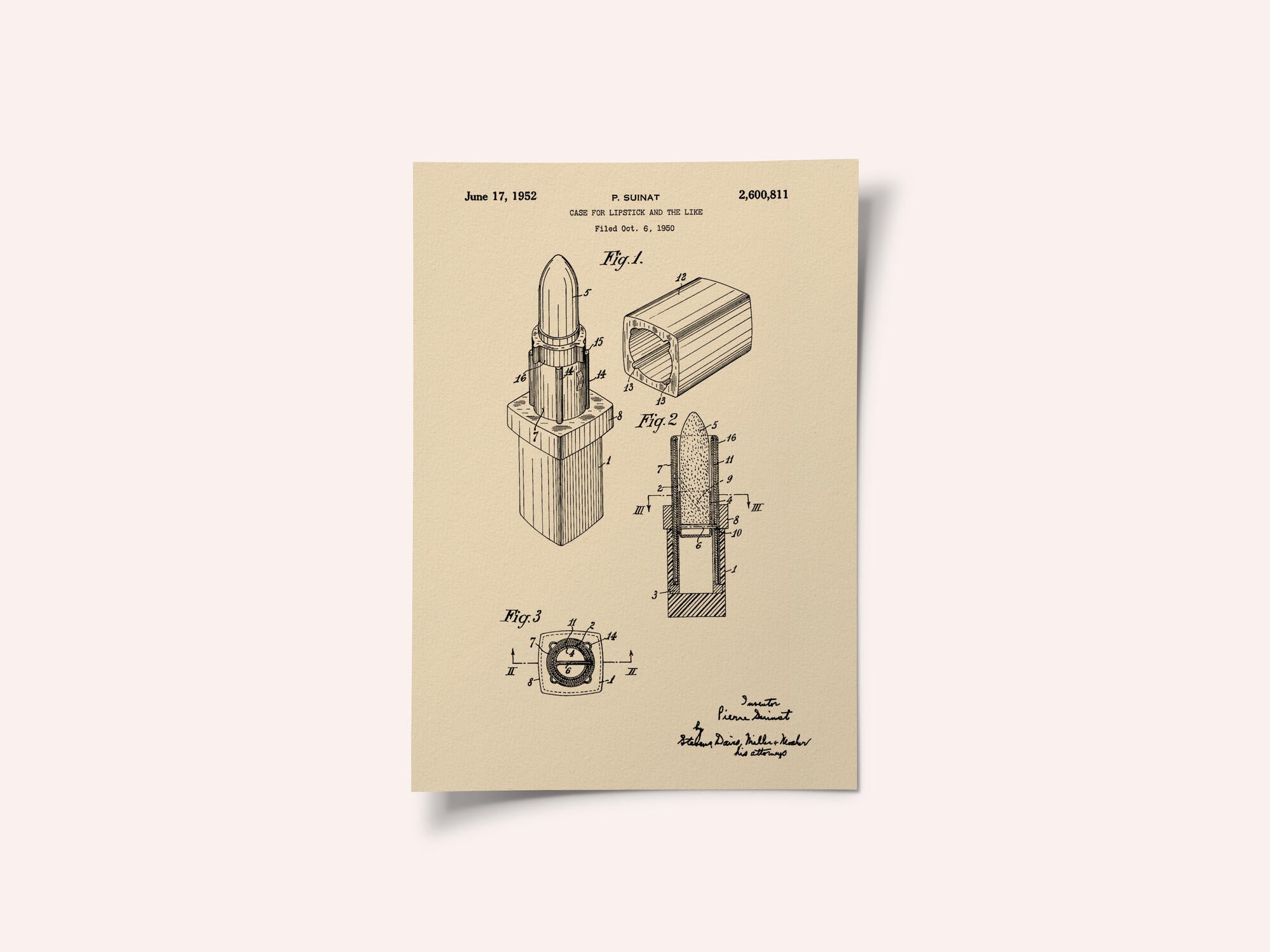 Case for Lipstick Patent 1952