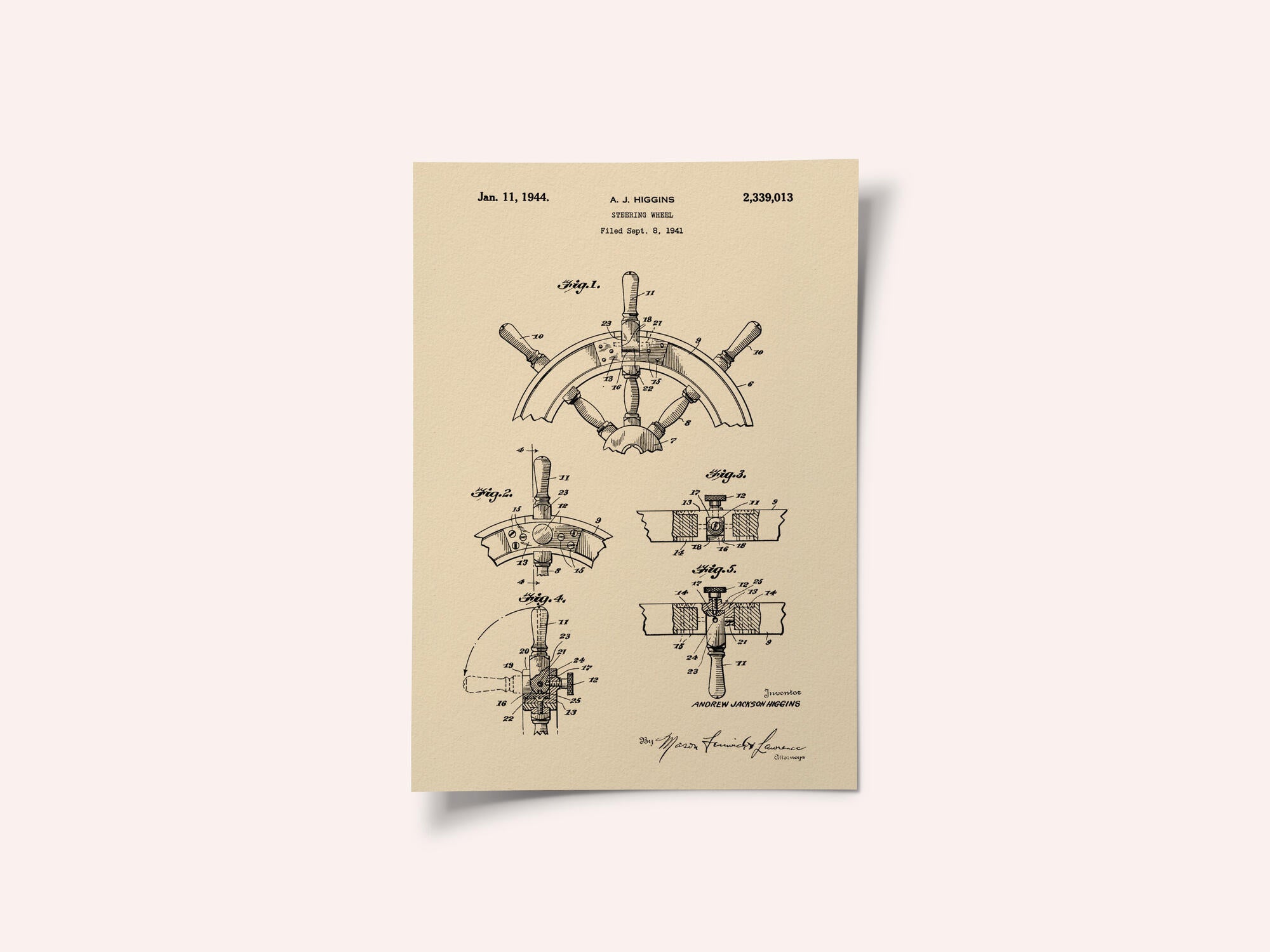 Steering Wheel Patent 1941