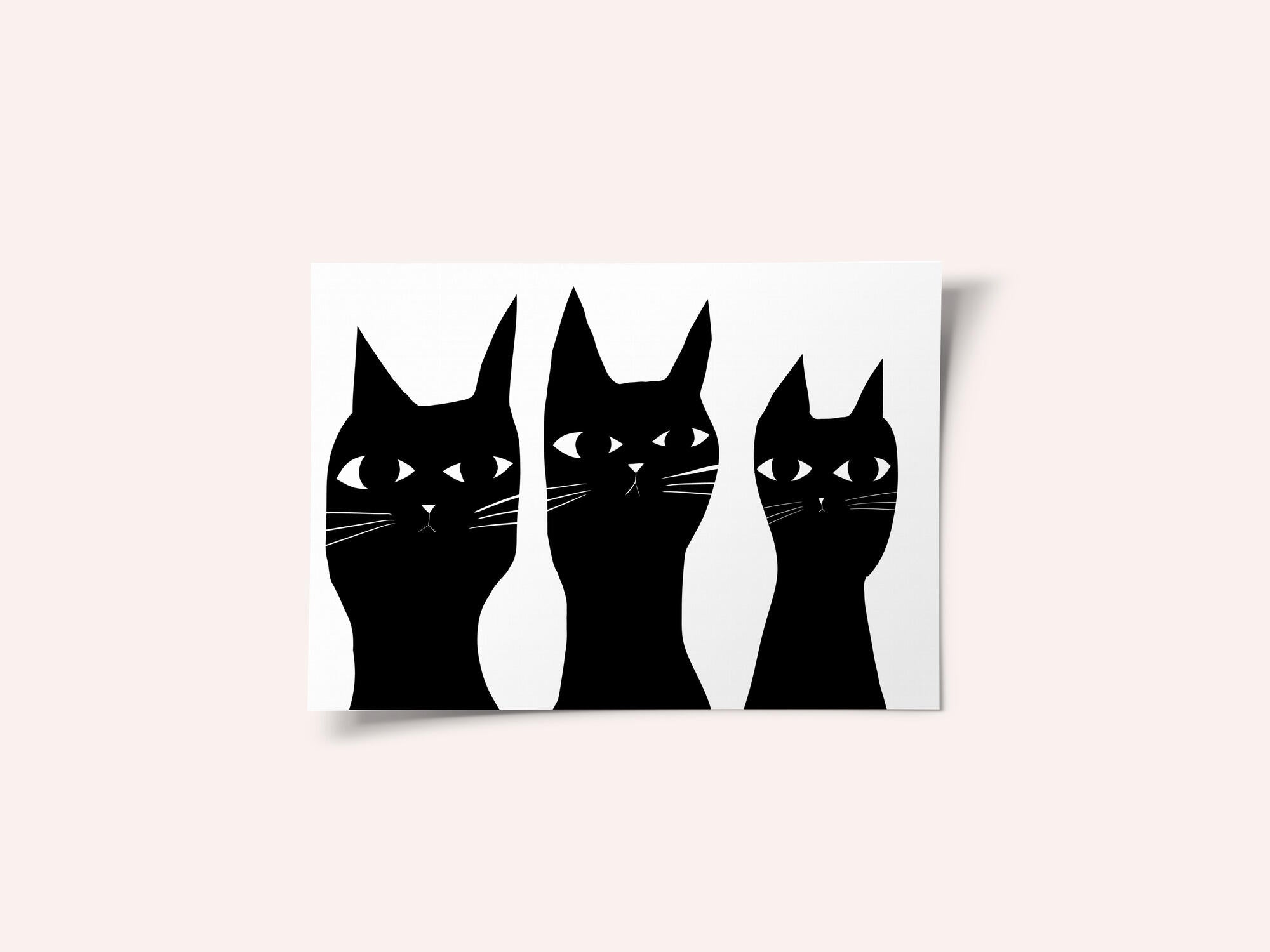 Three black cats peeking cat