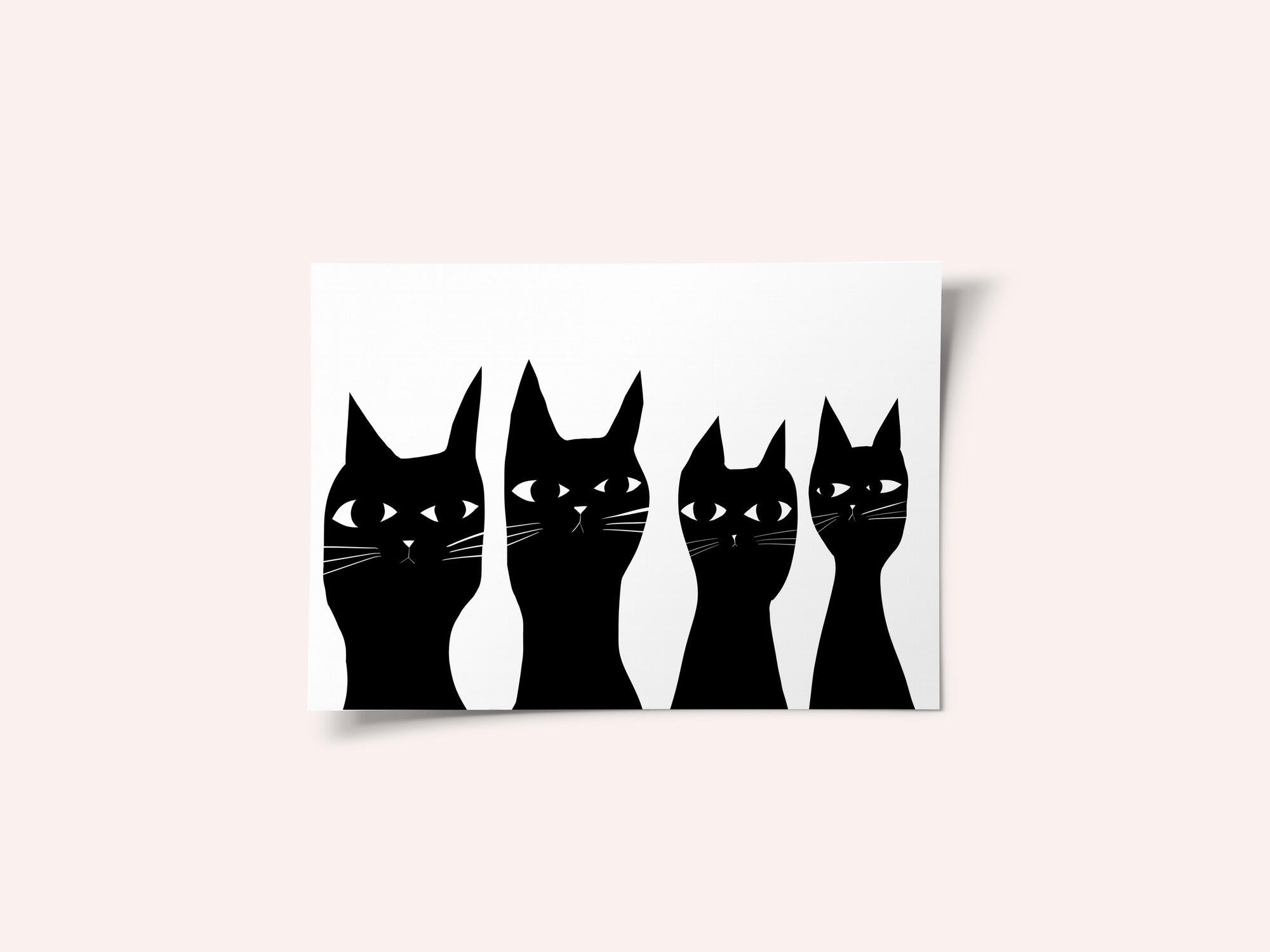 Four black cats