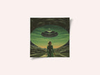A Woman Standing Beneath a UFO