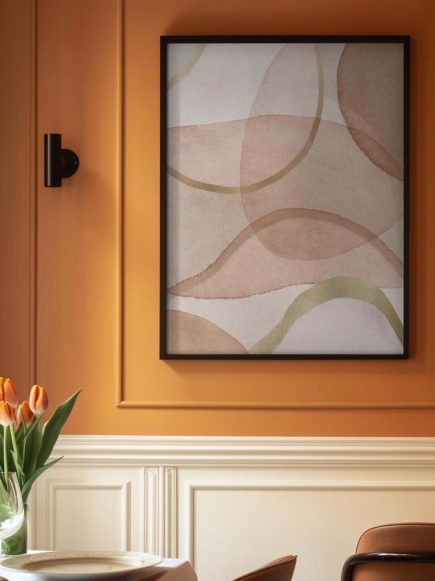 Blush and Brown Abstract