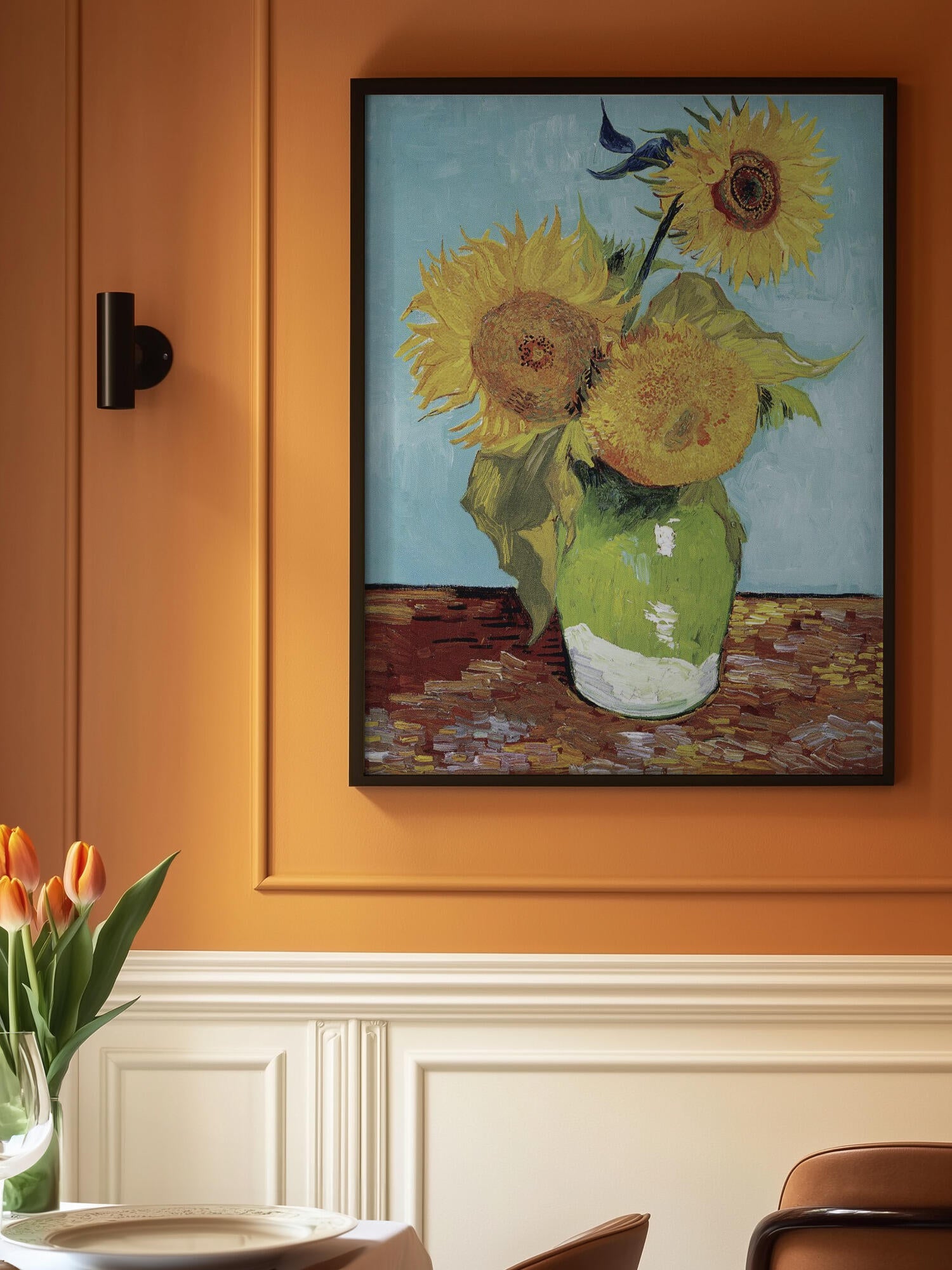 Vase With Three Sunflowers