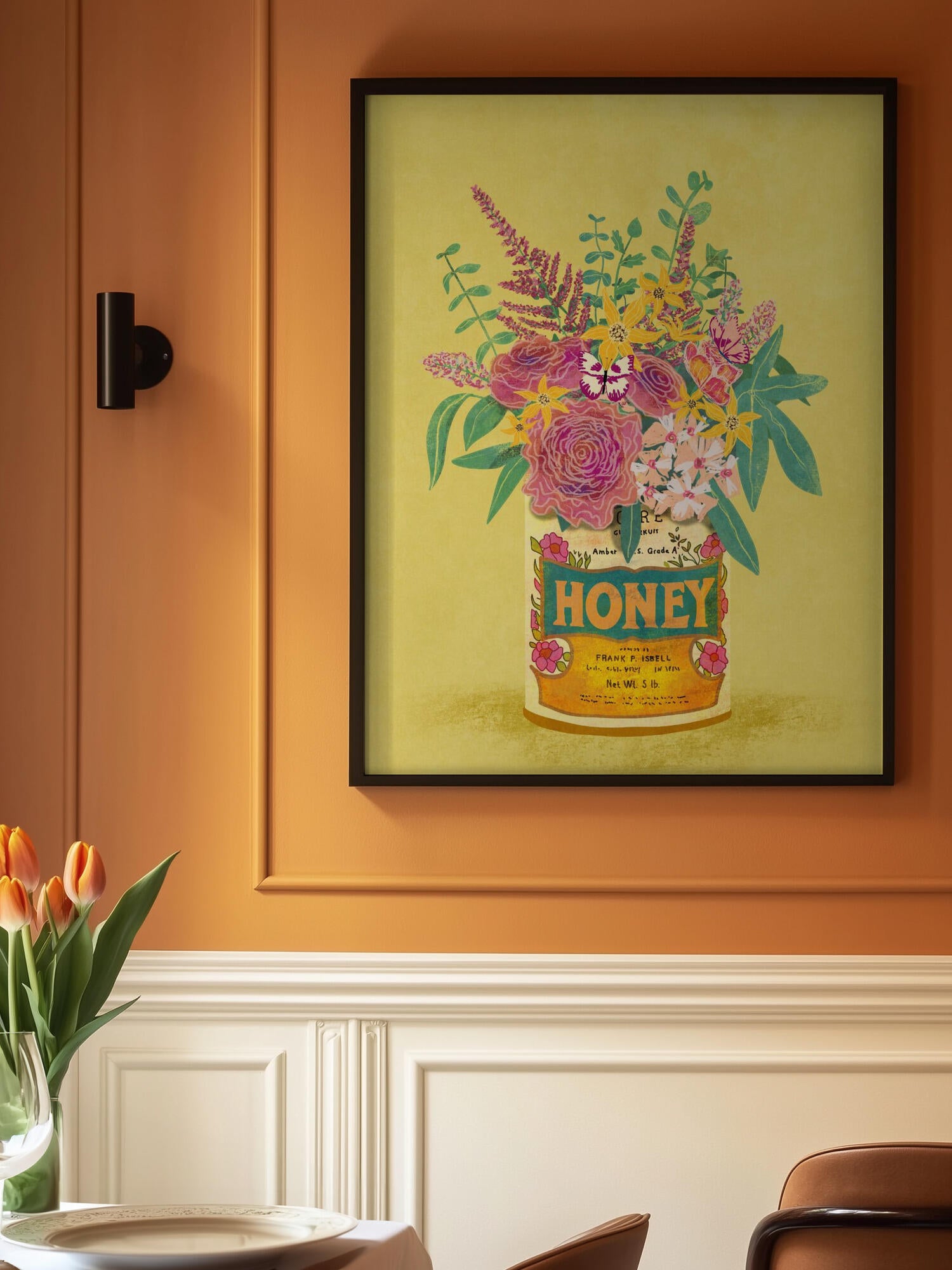Flowers In a vintage Honey Can