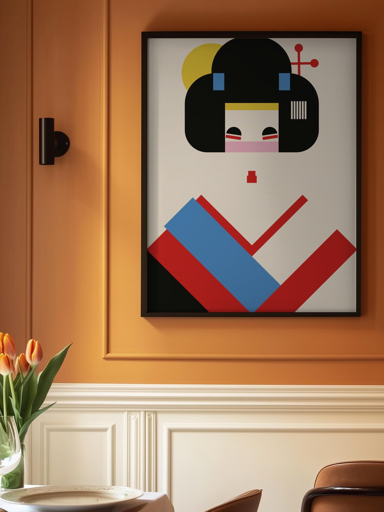 Geisha Girl Geometric Illustration