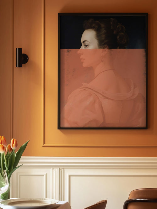 Altered Portrait of Woman Orange Modern Art