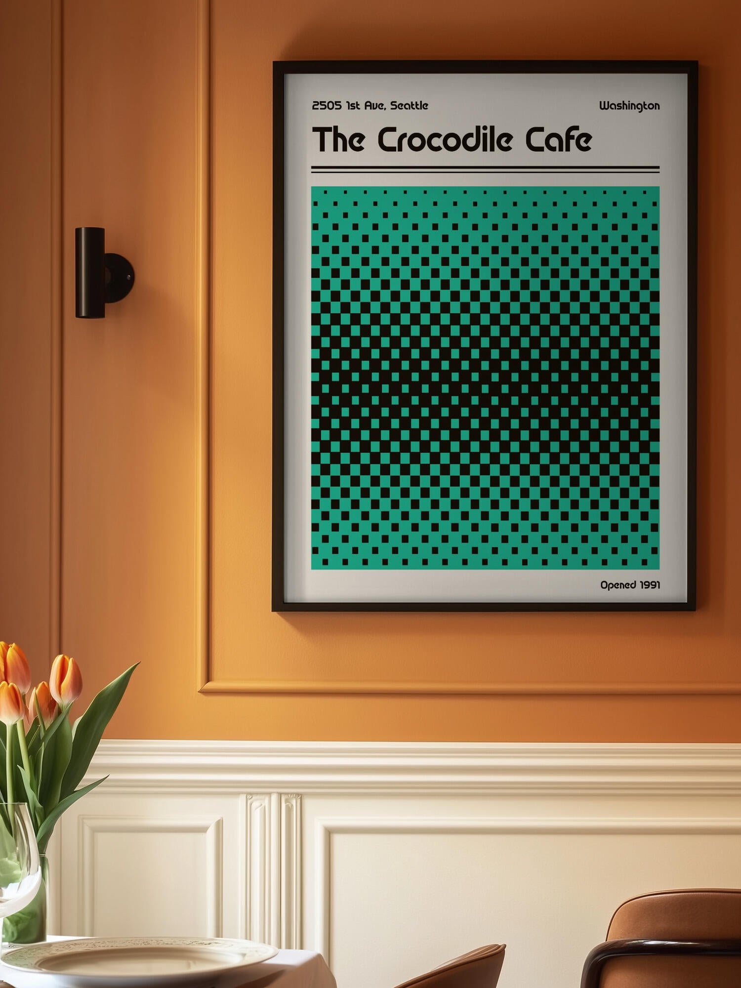 Crocodile Cafe Retro Poster