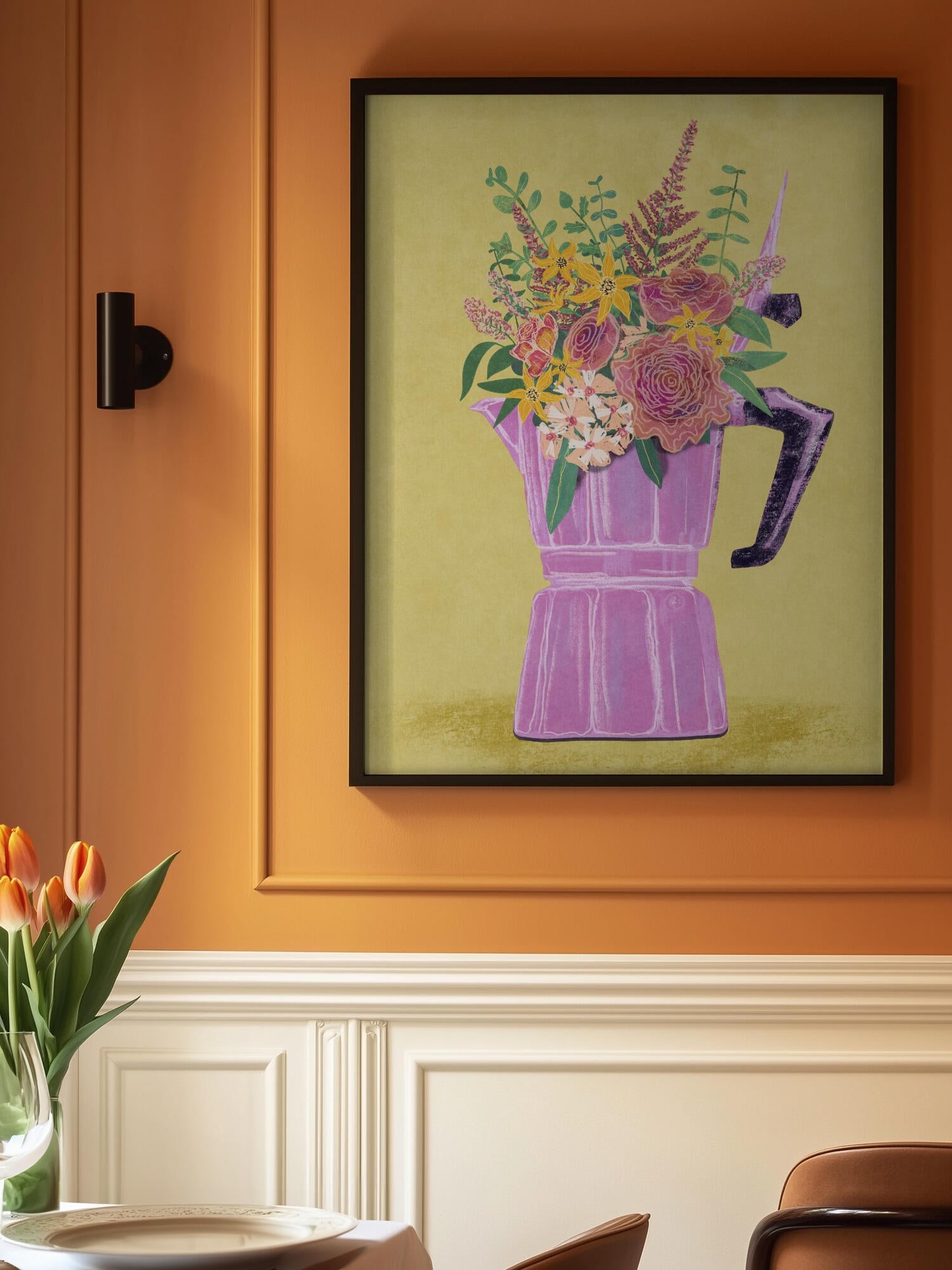 Espresso Maker with Flowers