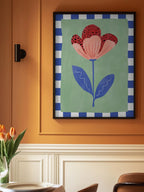 Stylized Flower With Red Petals And Black Dots