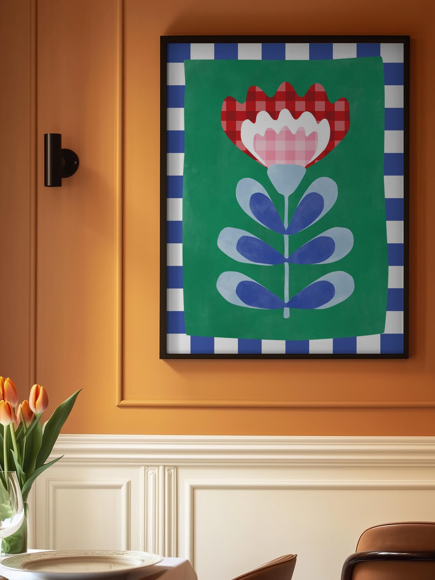 Floral Design with Bold Geometric Shapes