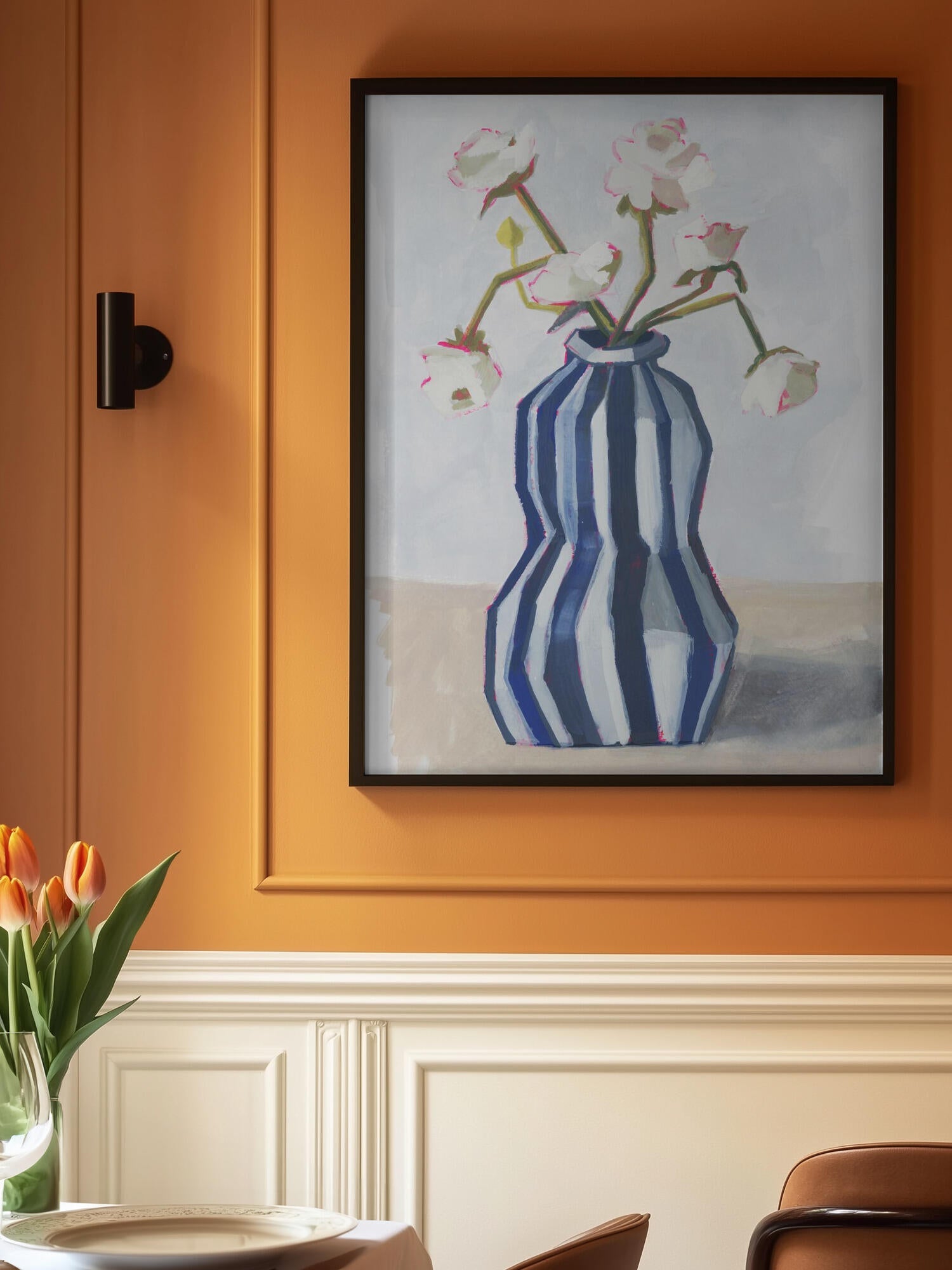 Flowers in a striped vase II