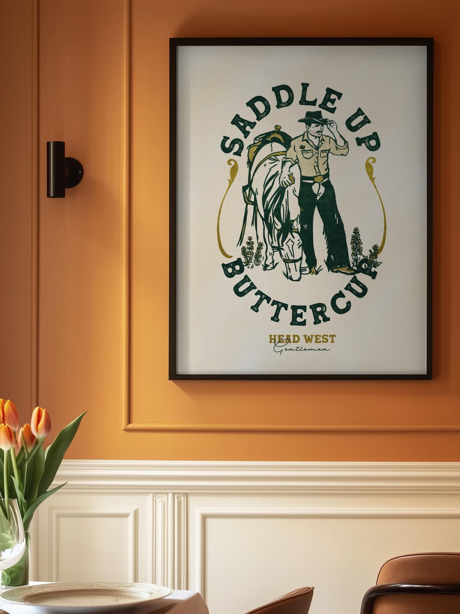 Saddle Up Buttercup Cowboy &amp; Horse Art Print