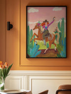 Cowgirl on horse in the desert