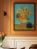 Sunflowers And Cat