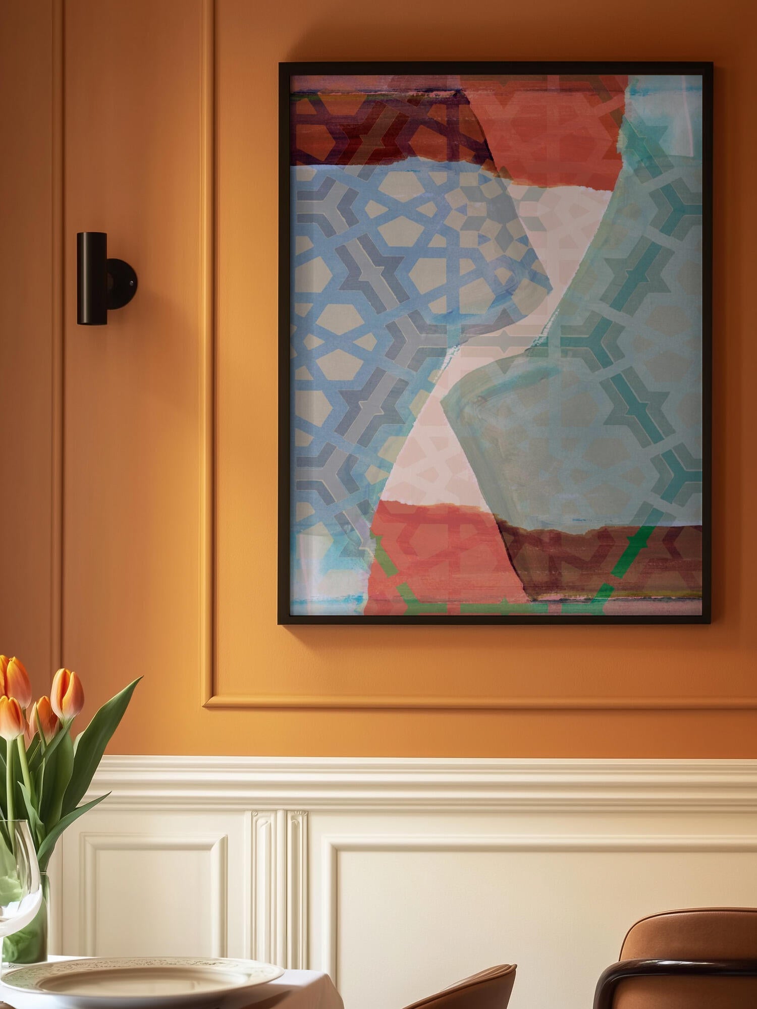 Overlapping Geometric Patterns in Soft Hues