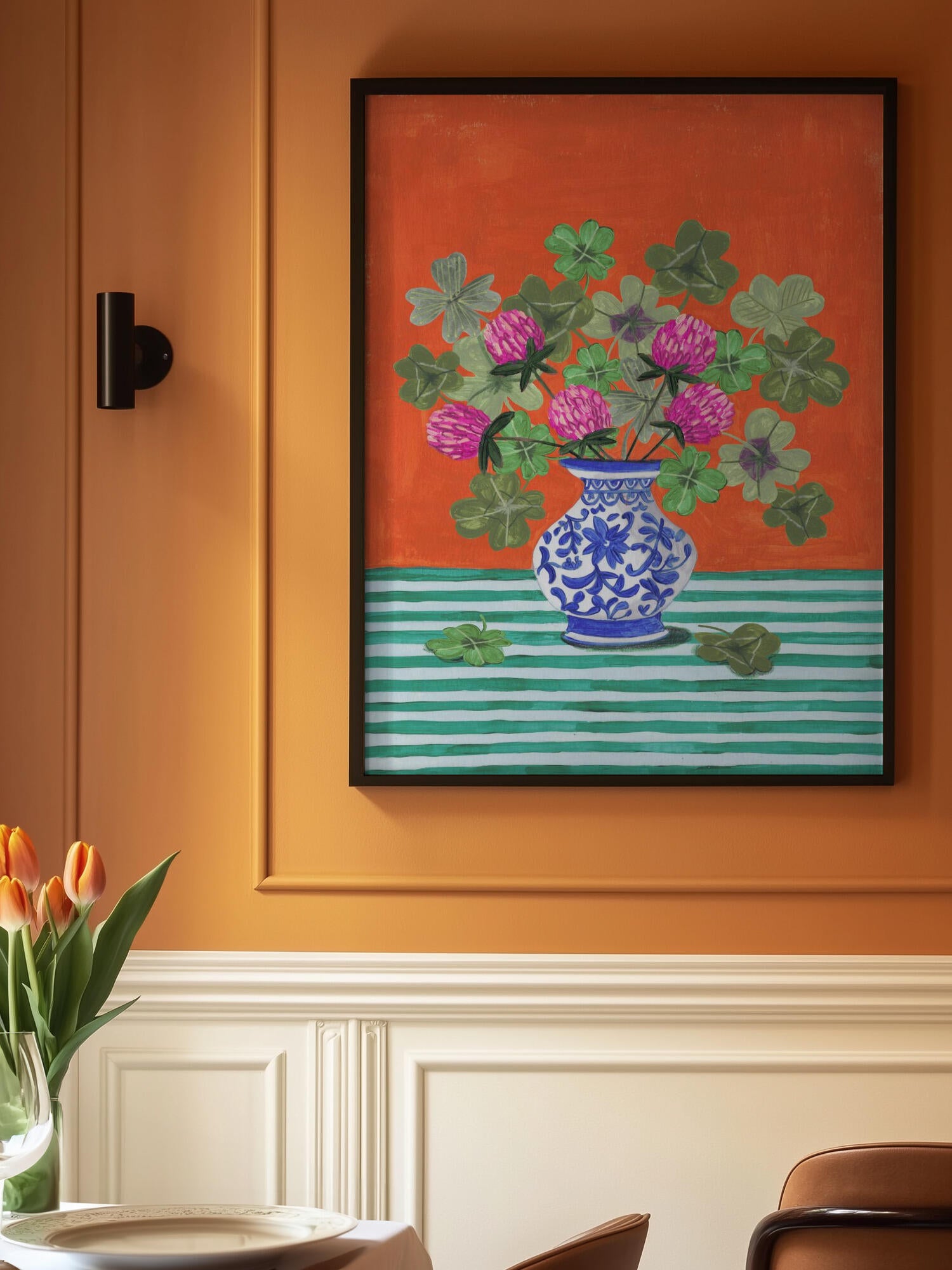 Clovers and Pink Blossoms