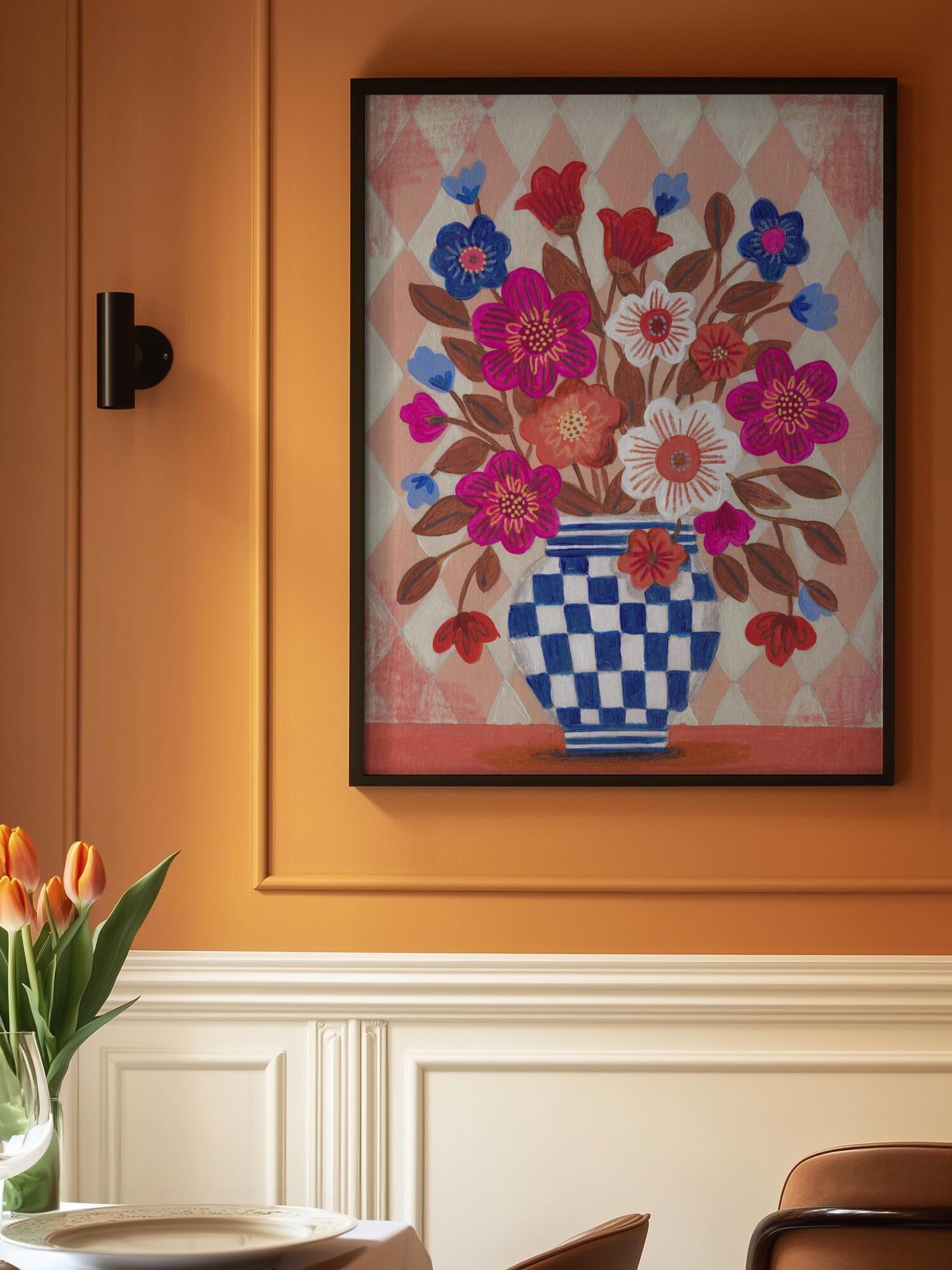 Vase Flowers Brights &amp; Blues