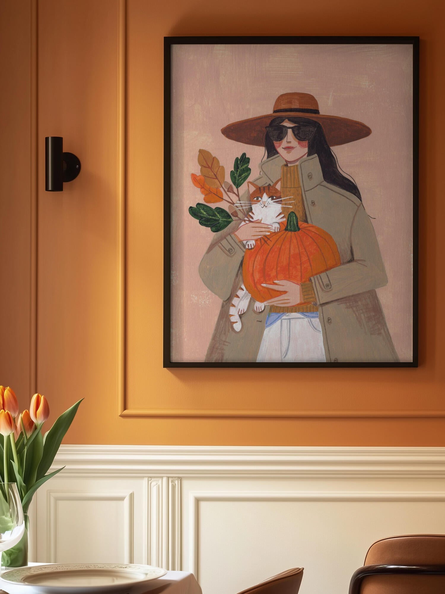 Woman in autumn in warm earth tones