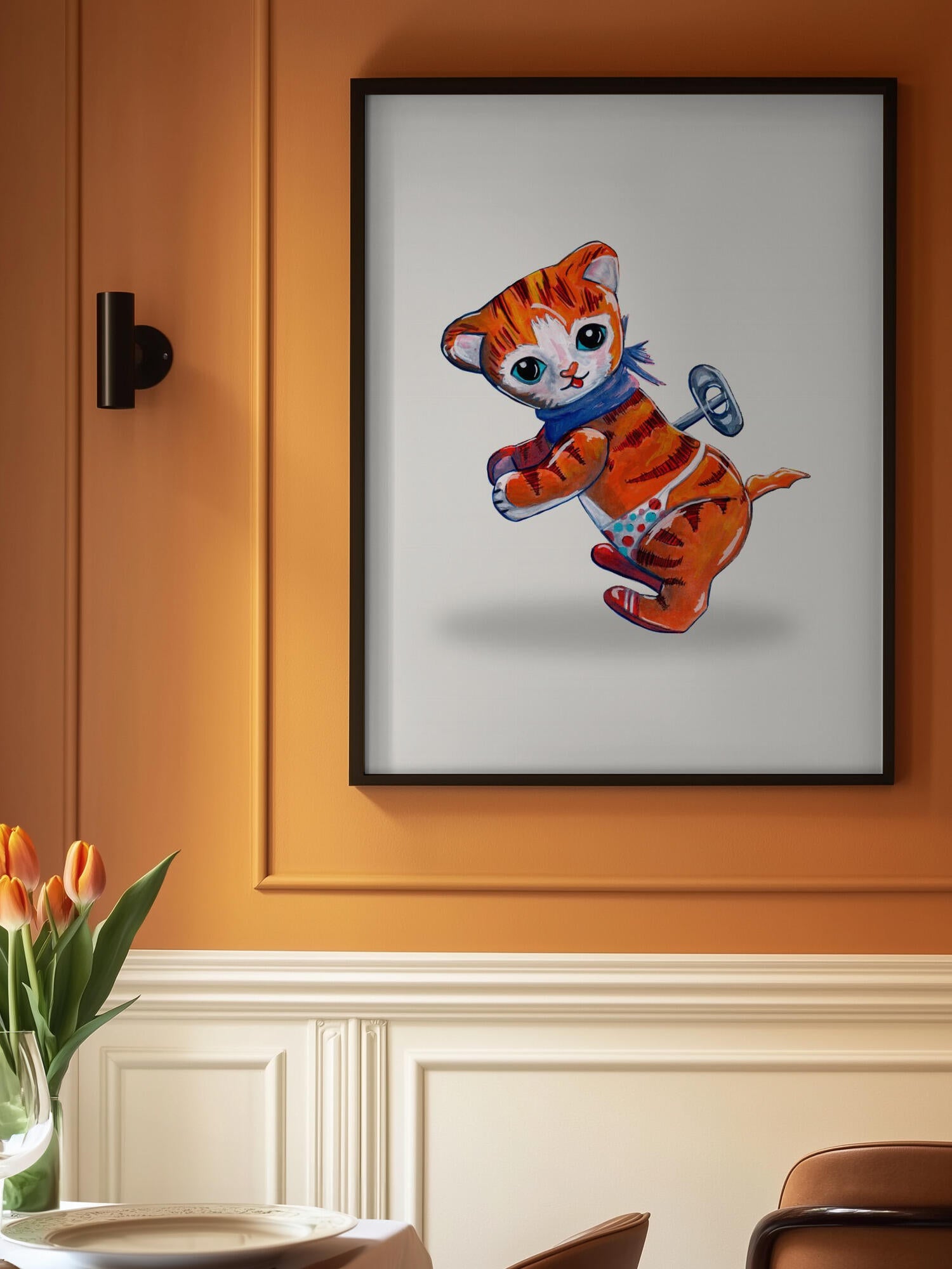 Wind Up Tiger Retro Toy By Renee Machan