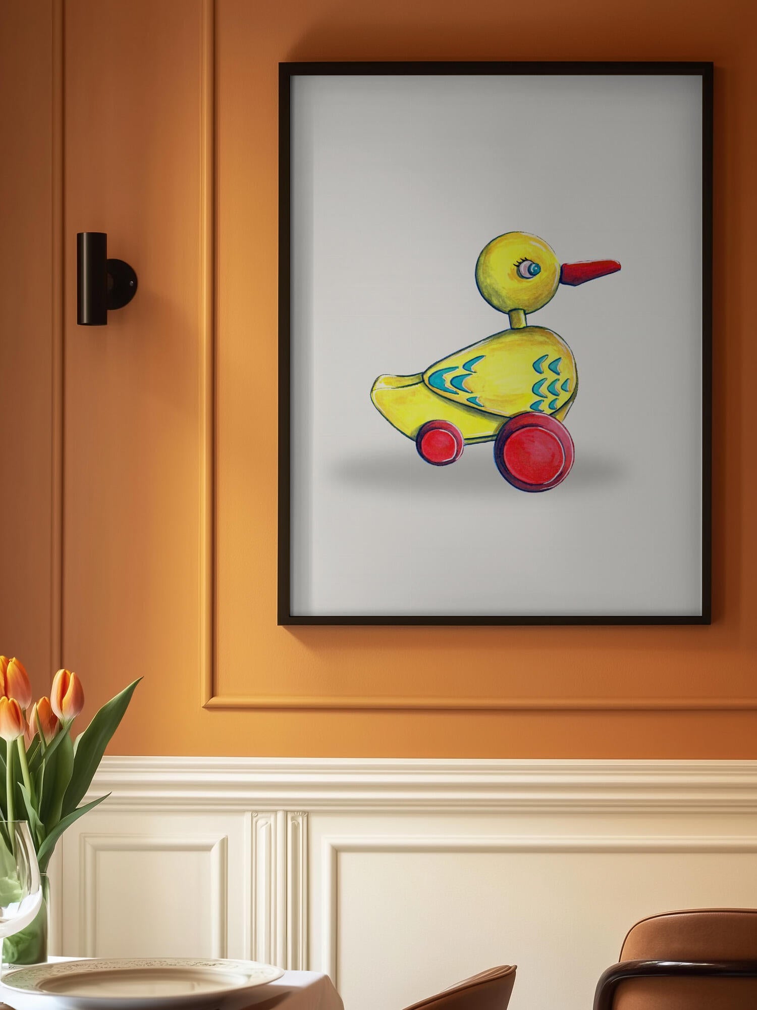 Pull Along Duck Retro Toy By Renee Machan