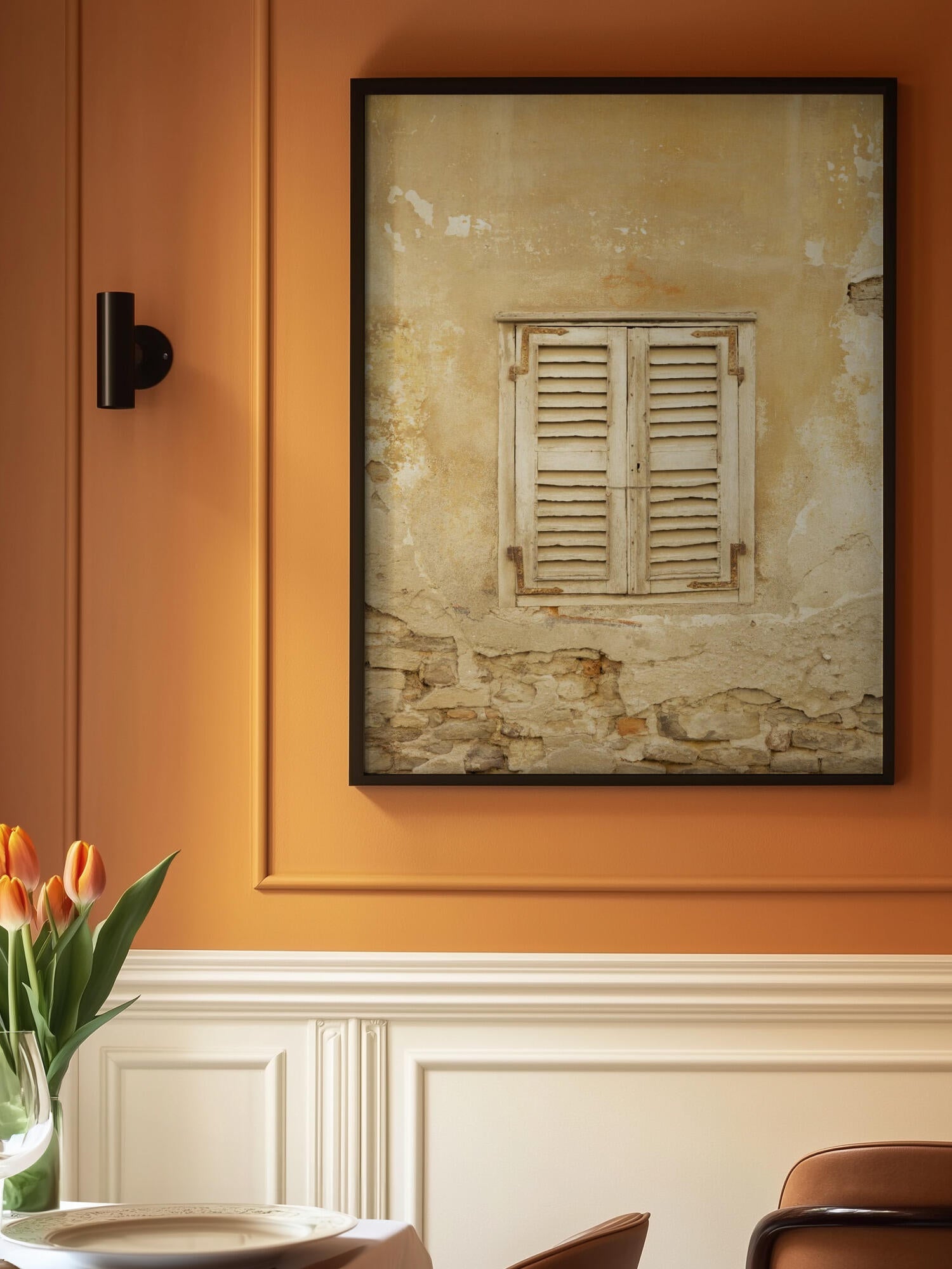 Old yellow shutters in Italy - mediterranean street and travel photography