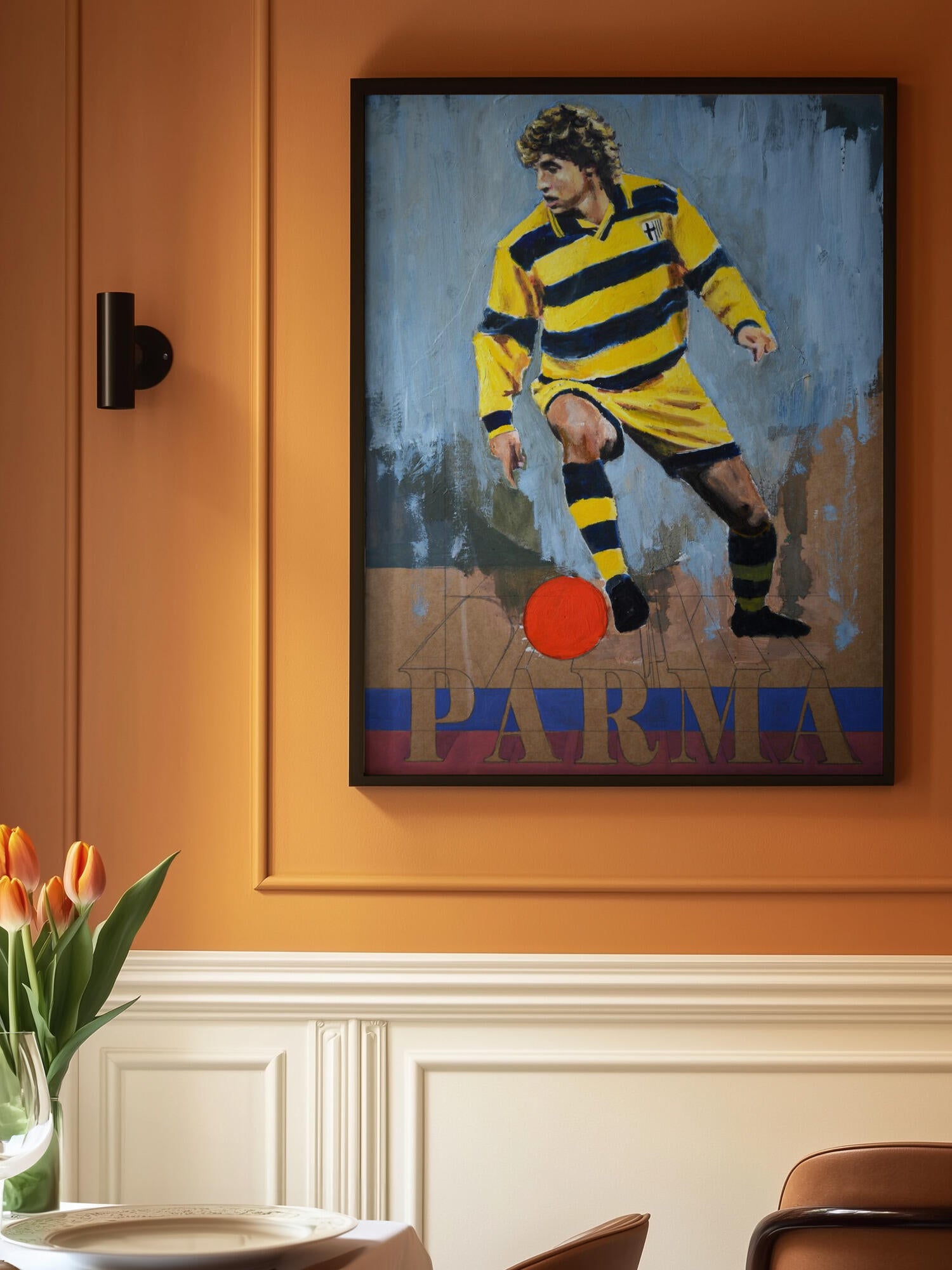 Yellow Striped Soccer Player