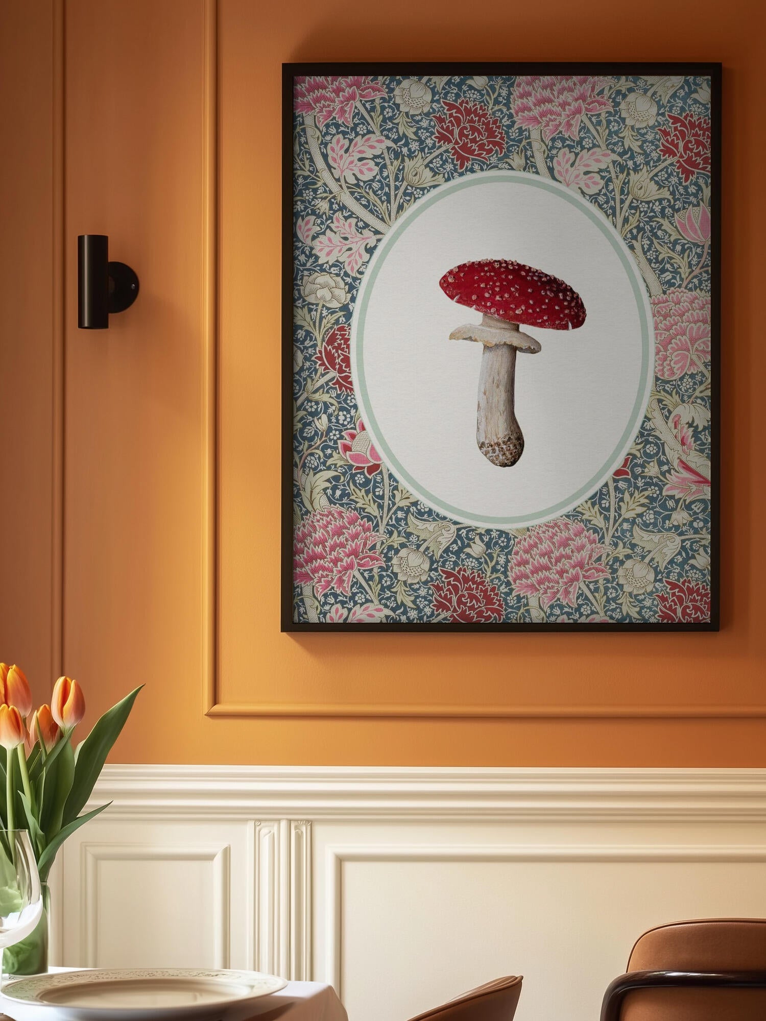 Vintage Mushroom Floral Pattern