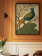 Ukiyo E Style Japanese Pheasant At Plum Blossom