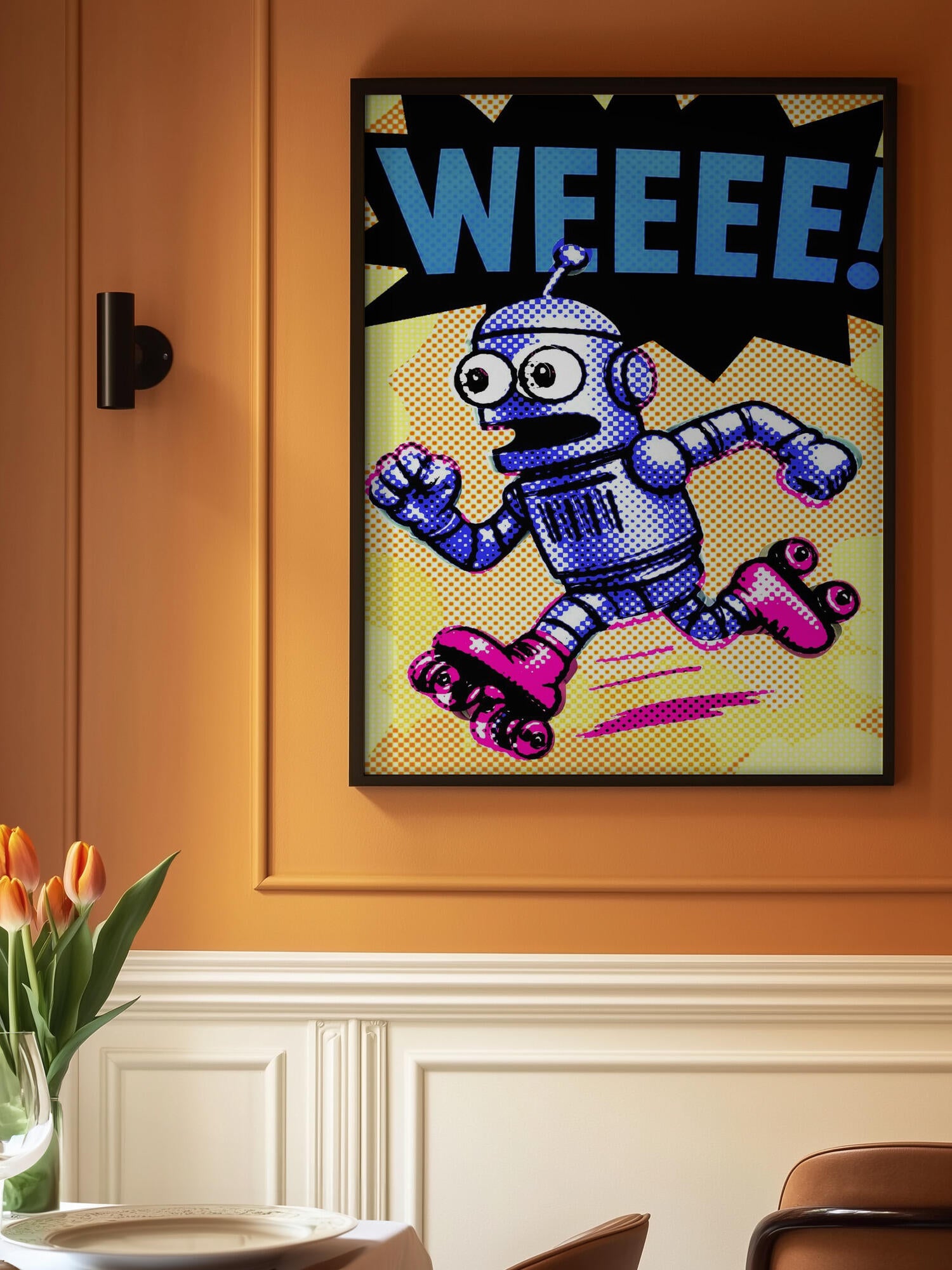 Blue Robot Roller Skates