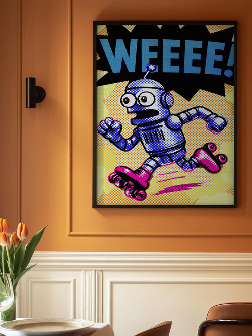 Blue Robot Roller Skates