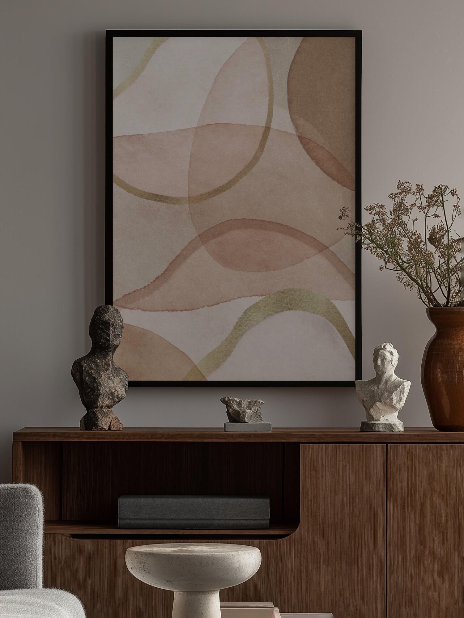 Blush and Brown Abstract