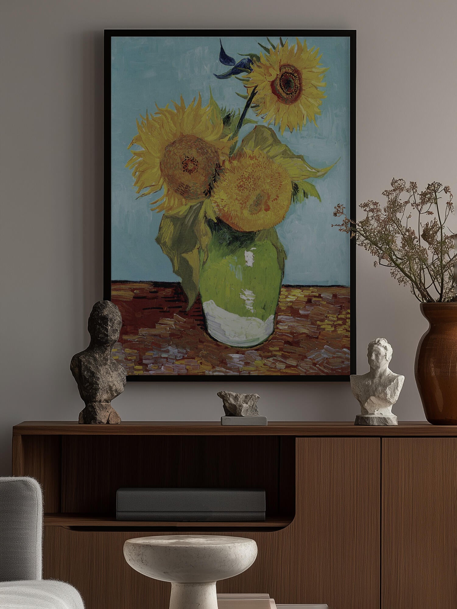 Vase With Three Sunflowers