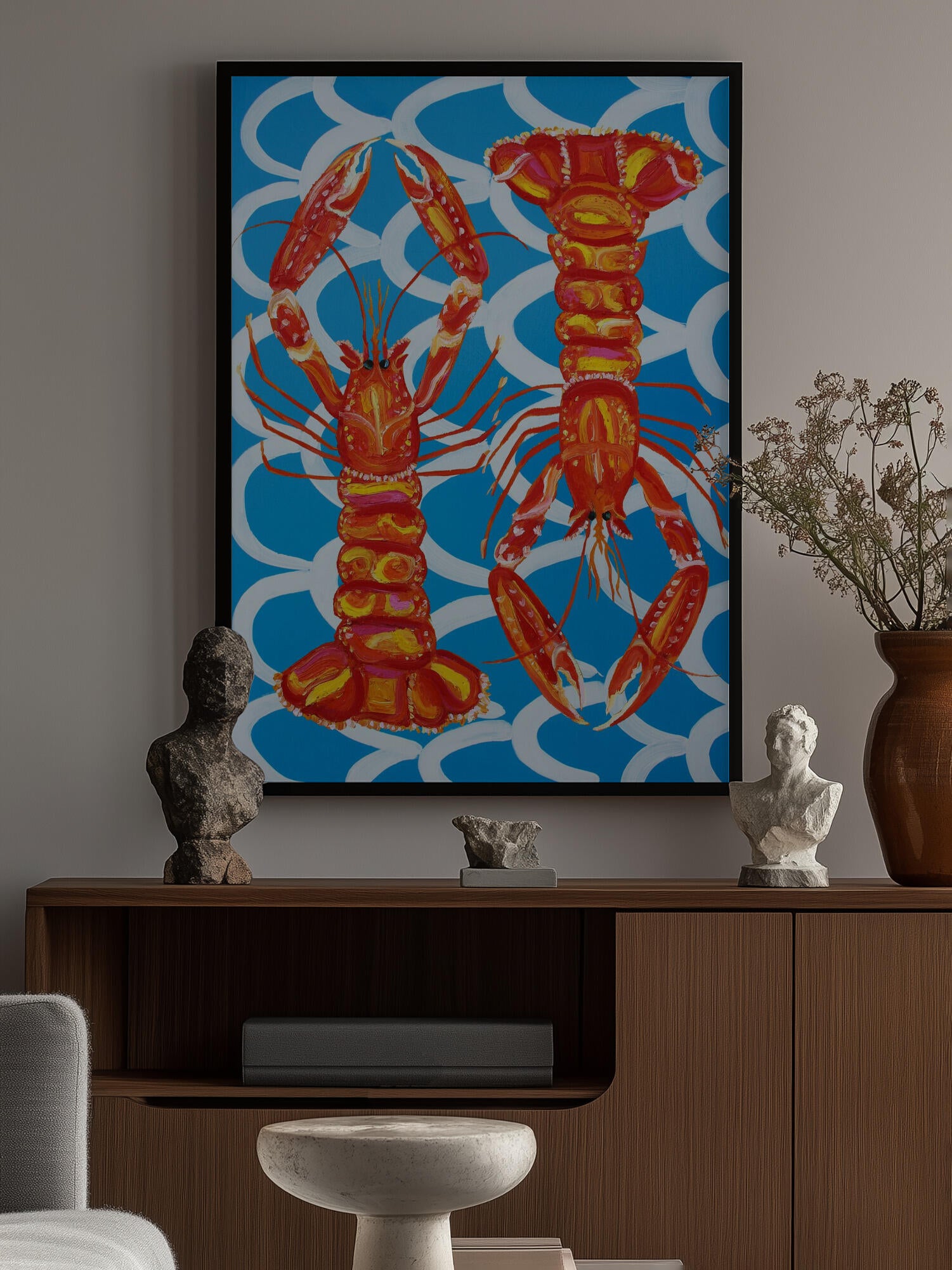 Langoustines On Blue