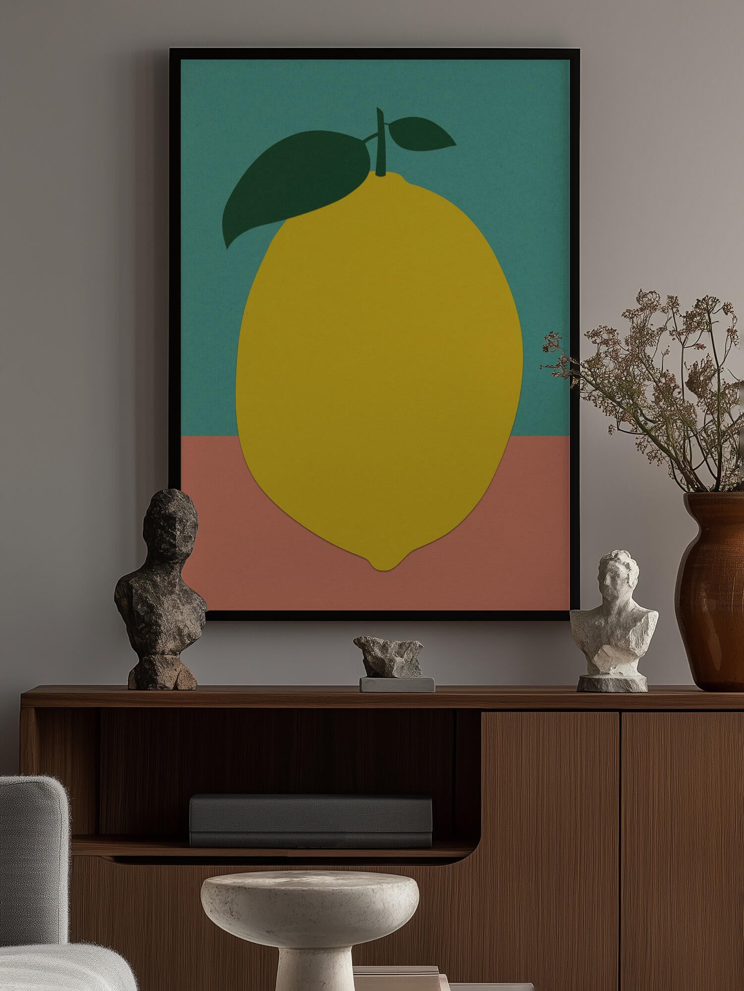 Lemon With Two Leaves