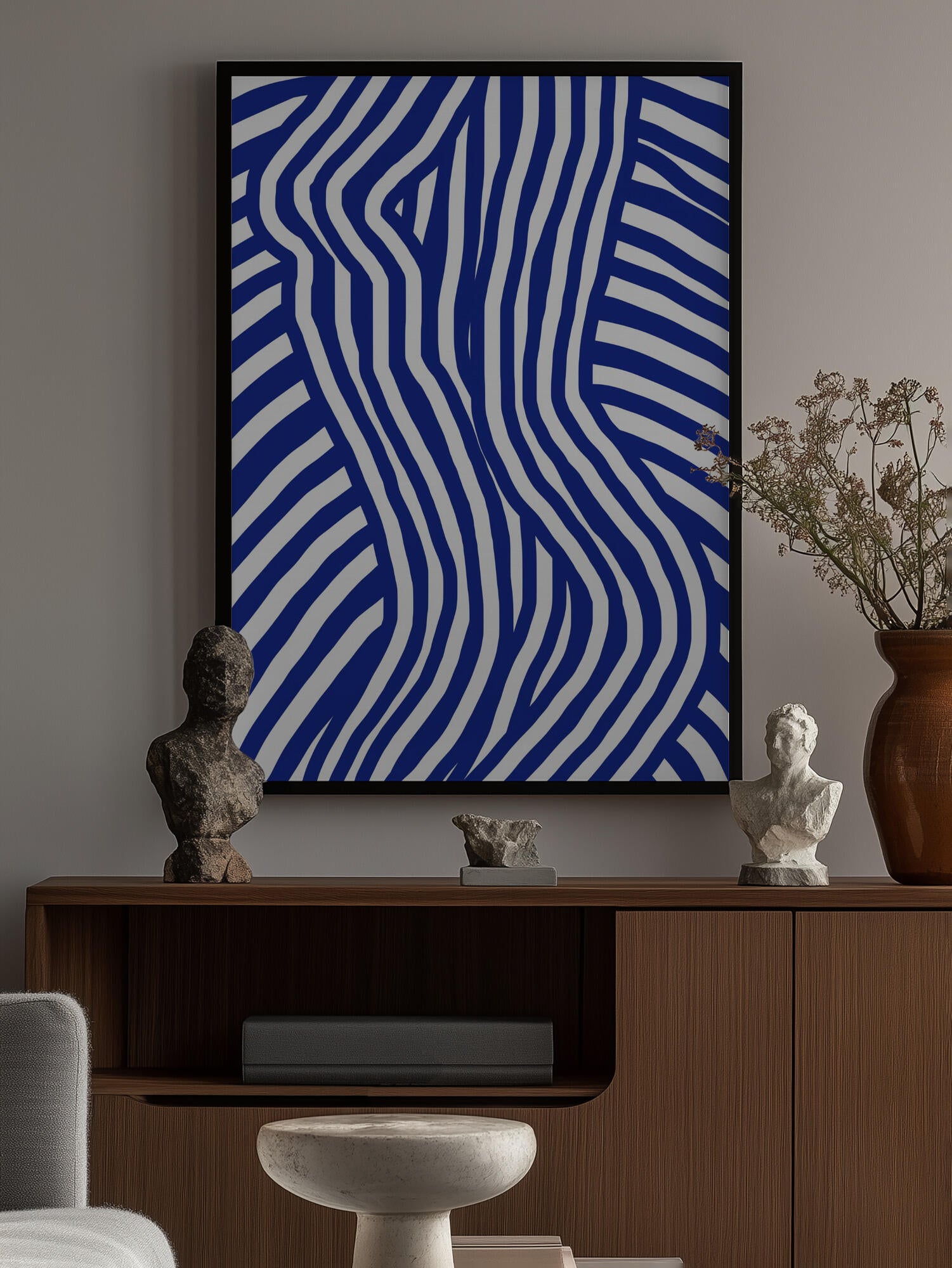 Blue and White Striped Nude