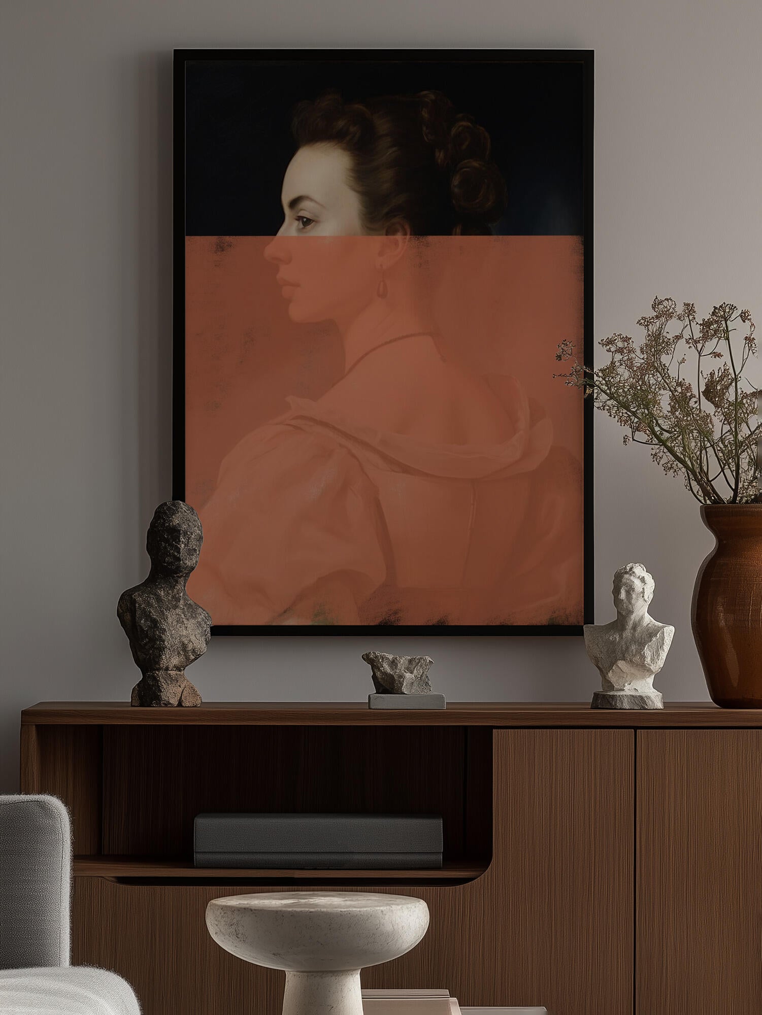 Altered Portrait of Woman Orange Modern Art