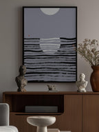 Minimalist Moon Ocean Scene