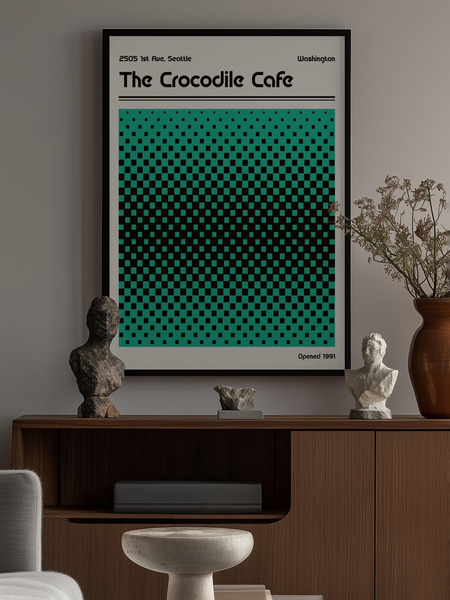 Crocodile Cafe Retro Poster