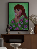 Woman Smoking a Flower