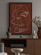 Line Art Abstract Portrait Terracotta 03