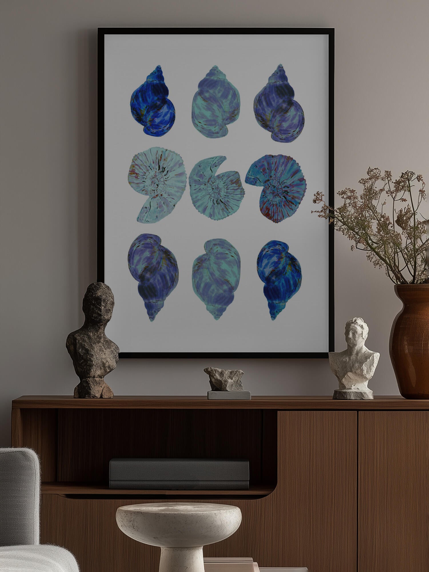 Blue Sea Shells Poster